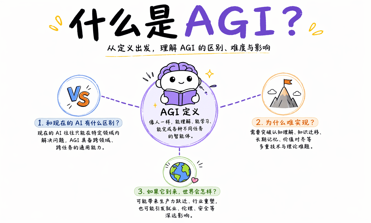 什么是 AGI？理解通用人工智能的定义、难点与影响