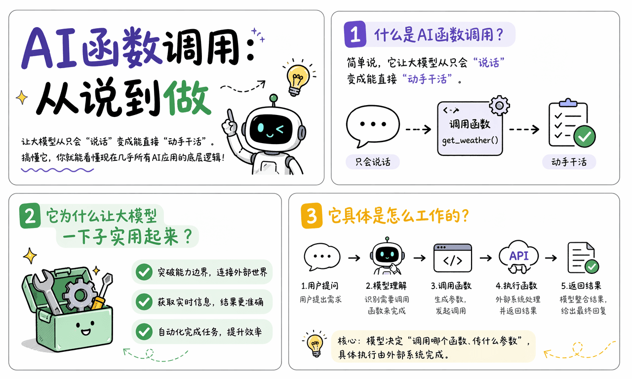 AI 函数调用是什么？给大模型装上手脚，让它真能干活