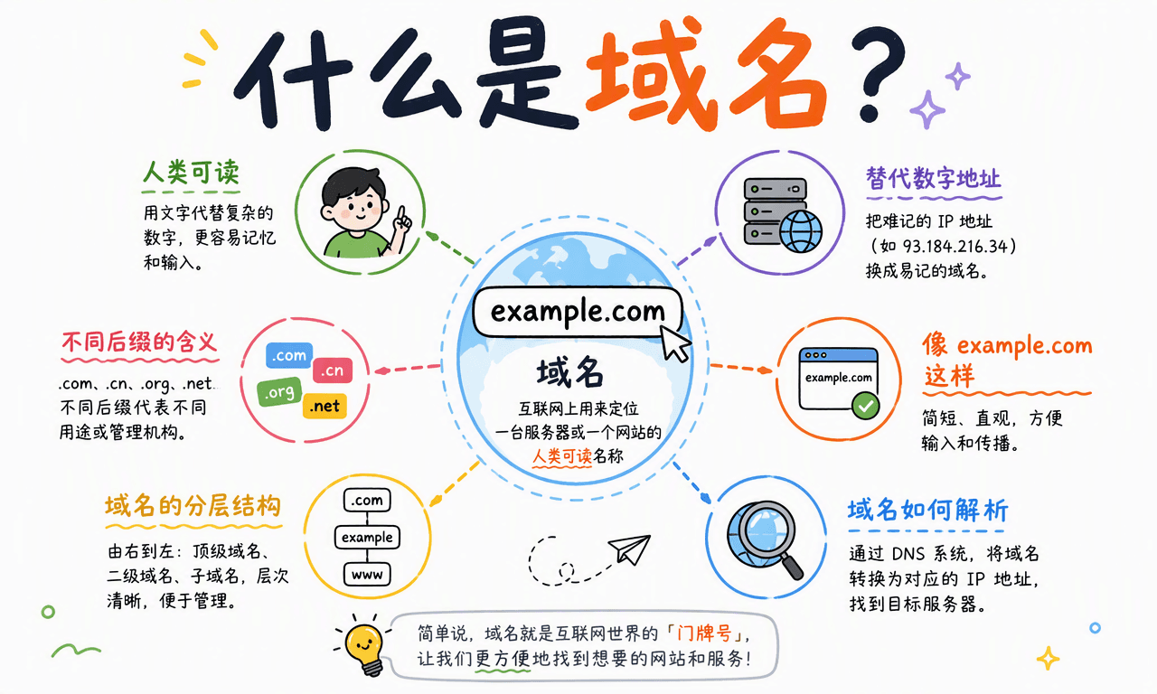 域名和网址是什么关系?IP、DNS、域名结构与后缀一次讲清