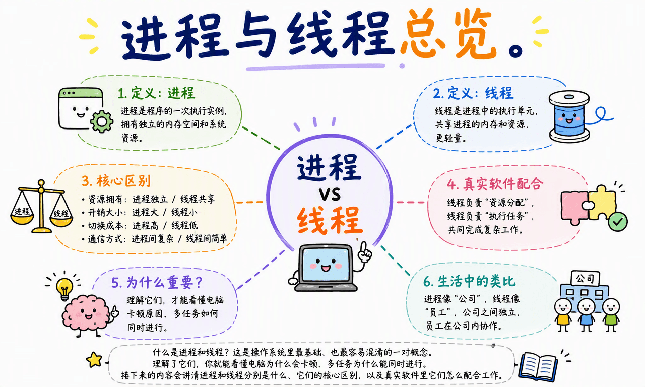 进程和线程到底有什么区别?一次讲清并发、并行与资源隔离
