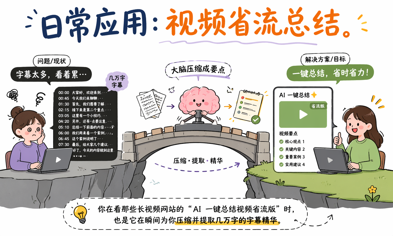 AI 一键总结视频字幕精华
