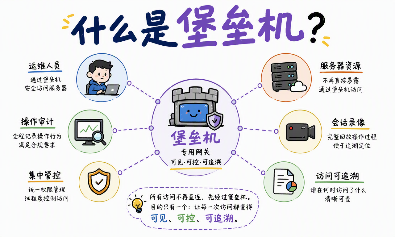 堡垒机作为运维人员与服务器之间的统一安全网关