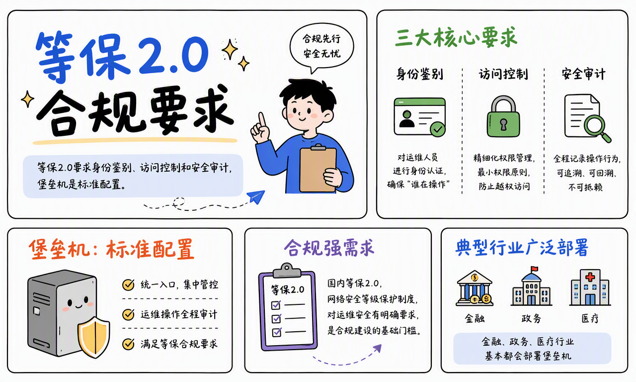 堡垒机帮助金融、政务和医疗系统集中落实身份鉴别、访问控制与安全审计