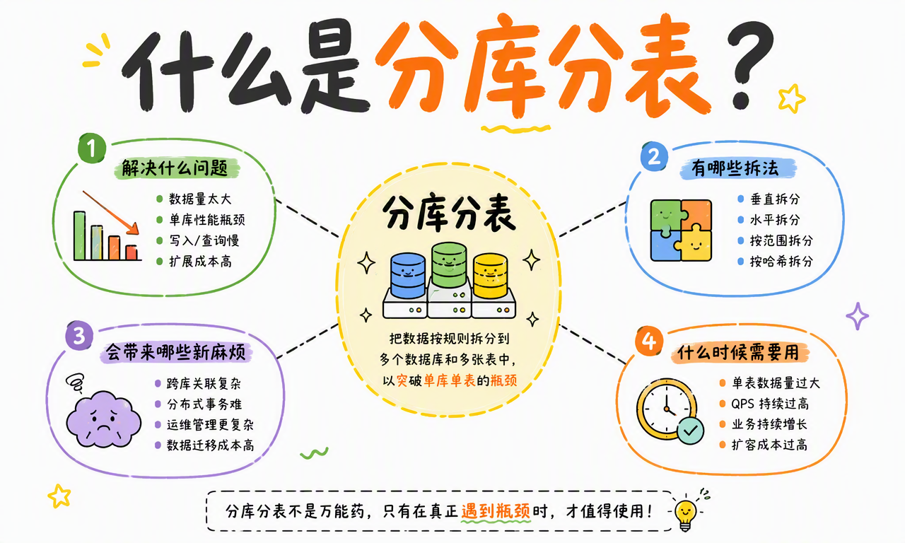 分库分表解决的问题、常见拆法、引入的代价和适用时机总览
