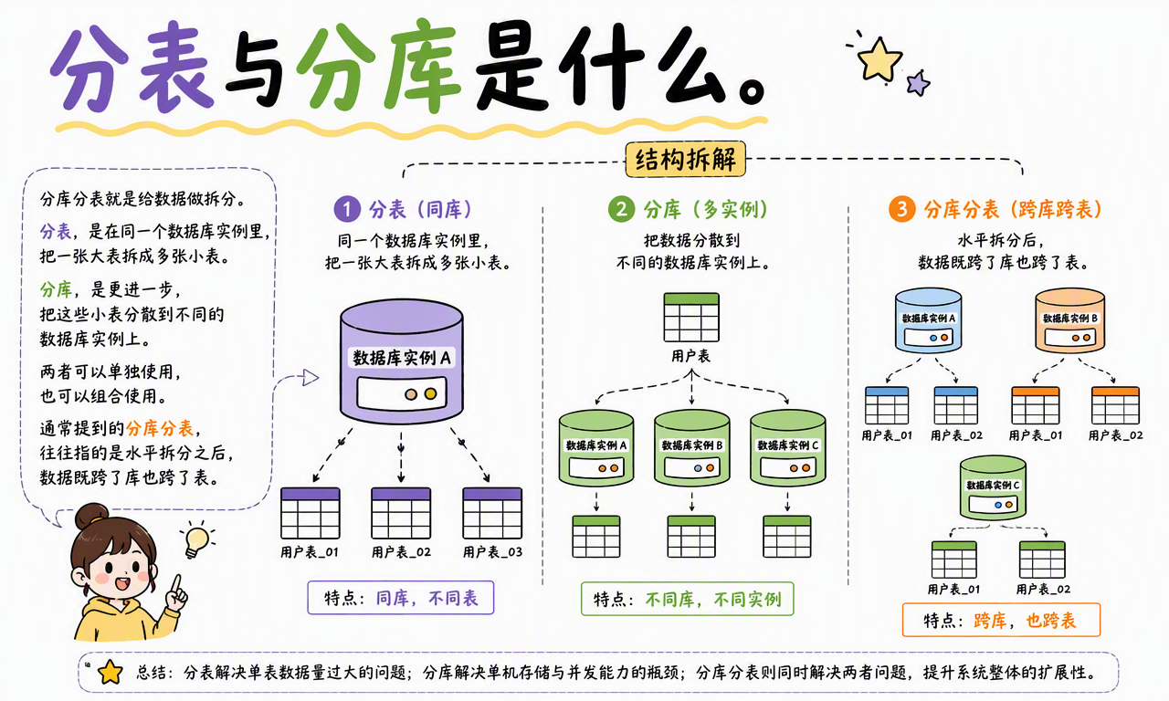 分表、分库和跨库跨表三种数据拆分结构的区别