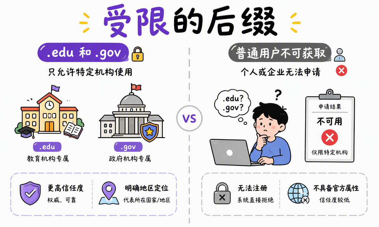 受限域名后缀只允许符合资格的教育或政府机构申请