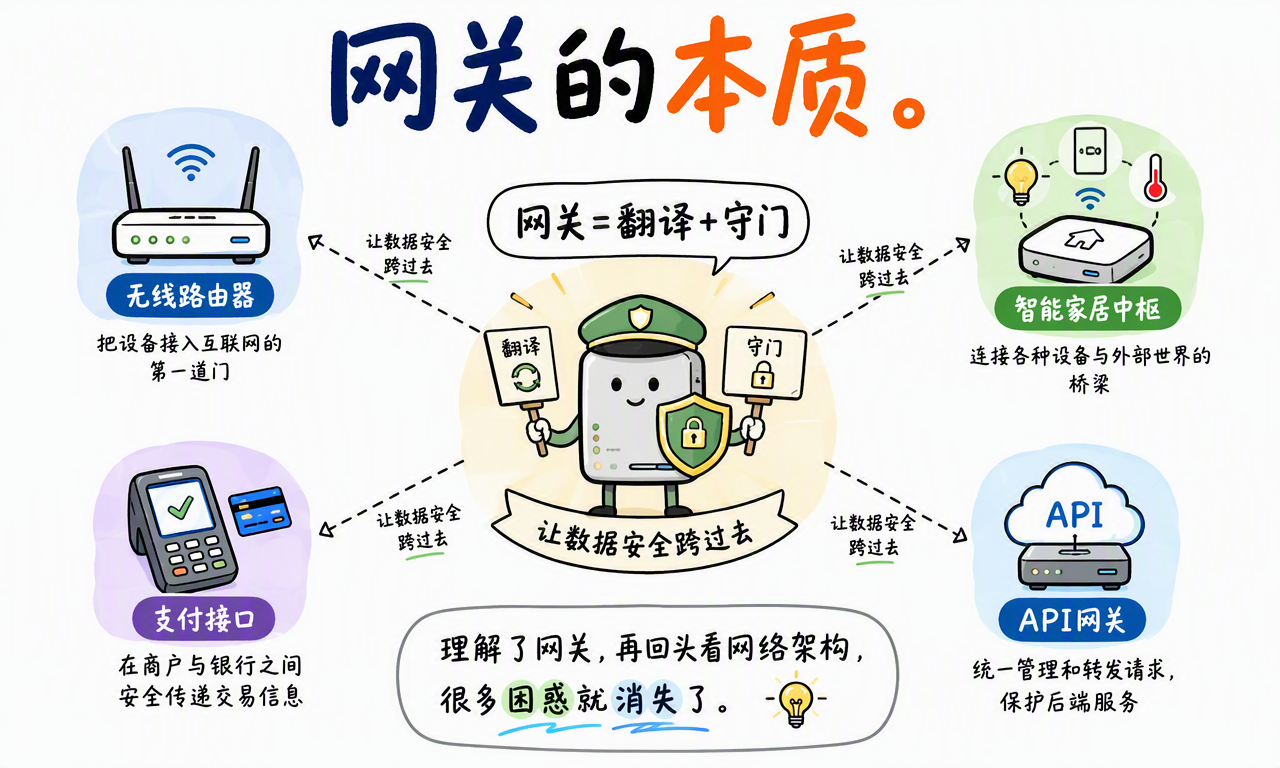 无线网络、智能家居、支付和 API 网关都在边界上承担翻译与守门职责