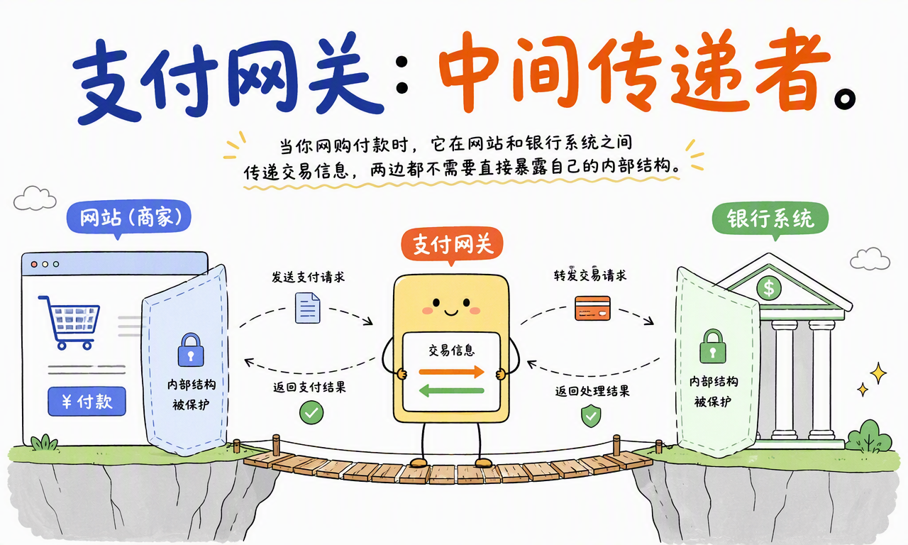支付网关在商户网站与银行系统之间传递支付请求和处理结果