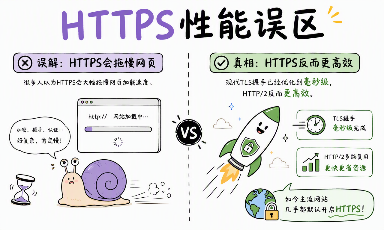 现代 TLS、连接复用和 HTTP/2 让 HTTPS 的性能开销通常很小