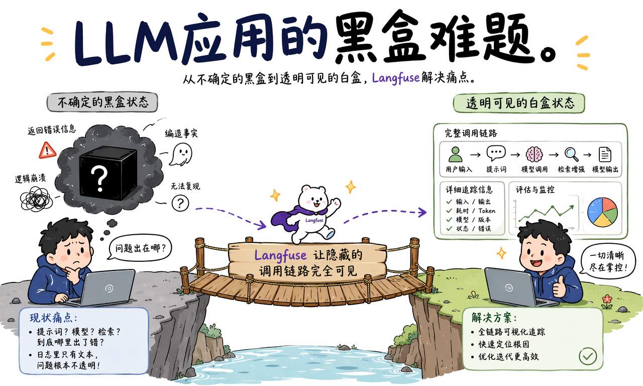 Langfuse 将 LLM 应用从不确定的黑盒转变为调用链路可见的系统