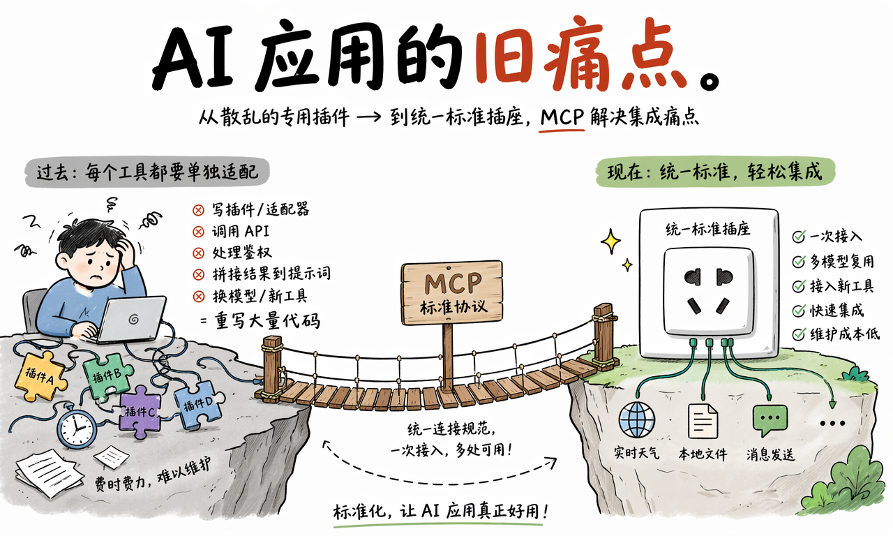 没有统一协议时 AI 接入工具成本很高