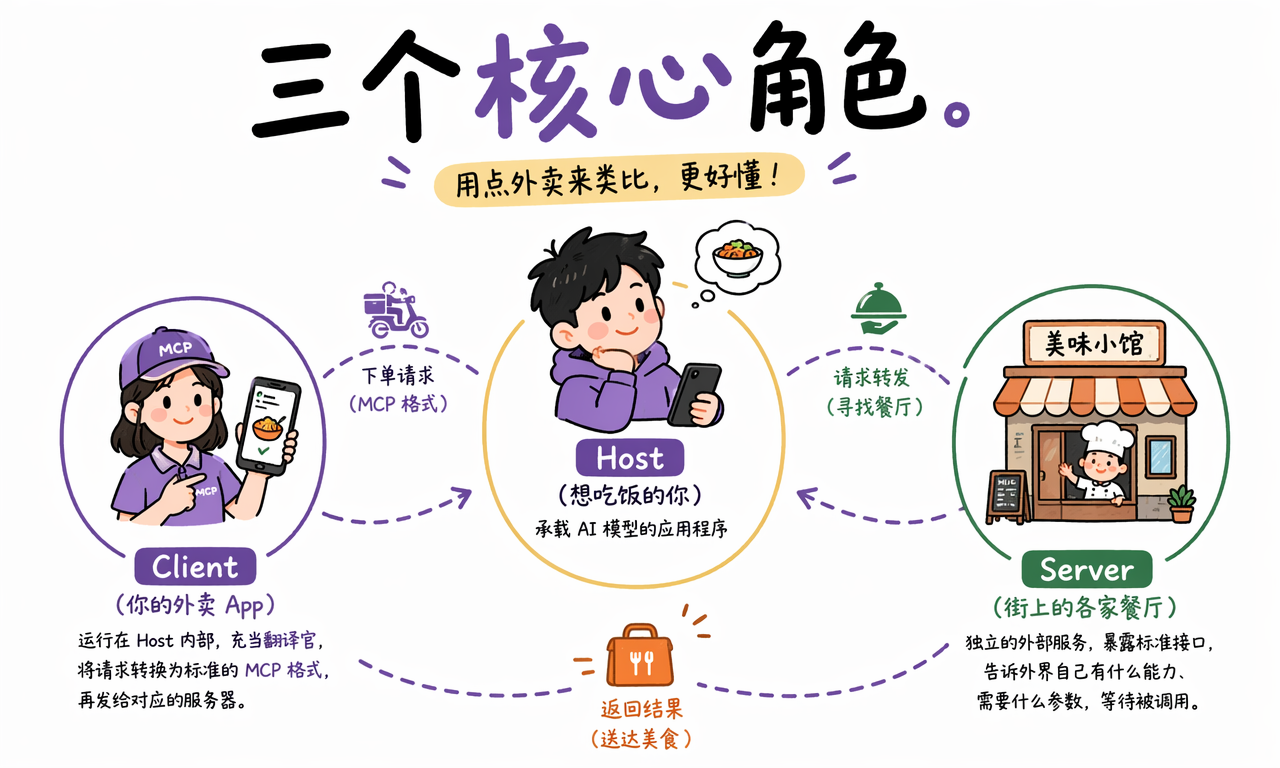 MCP Host Client Server 三个角色分工协作