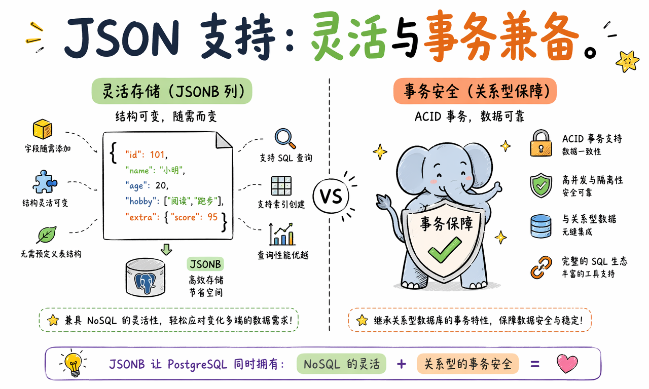 PostgreSQL JSONB 兼顾文档数据灵活性与关系型事务保障