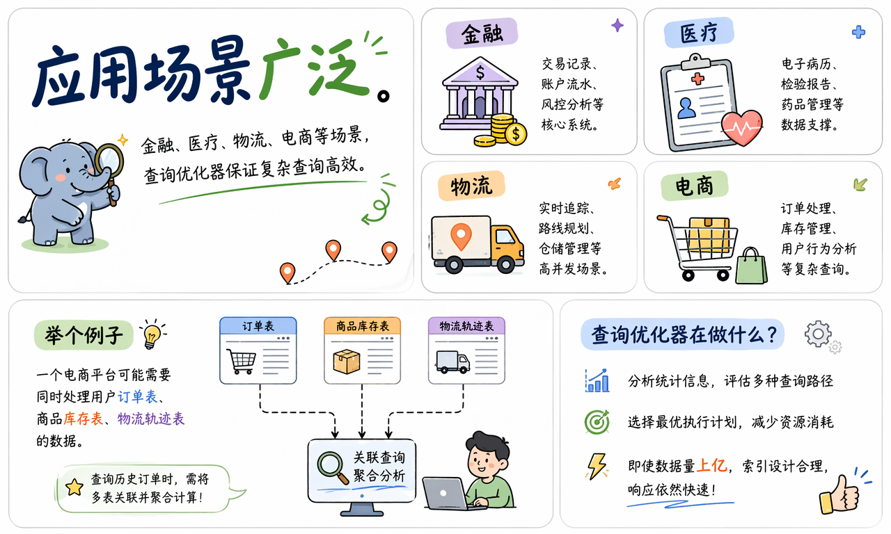PostgreSQL 在金融、医疗、物流和电商中的应用及查询优化器作用