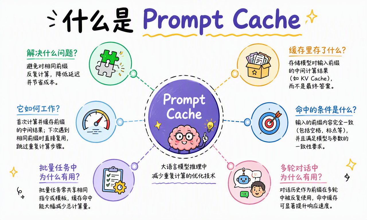 Prompt Cache 复用稳定提示词前缀,减少大模型重复计算