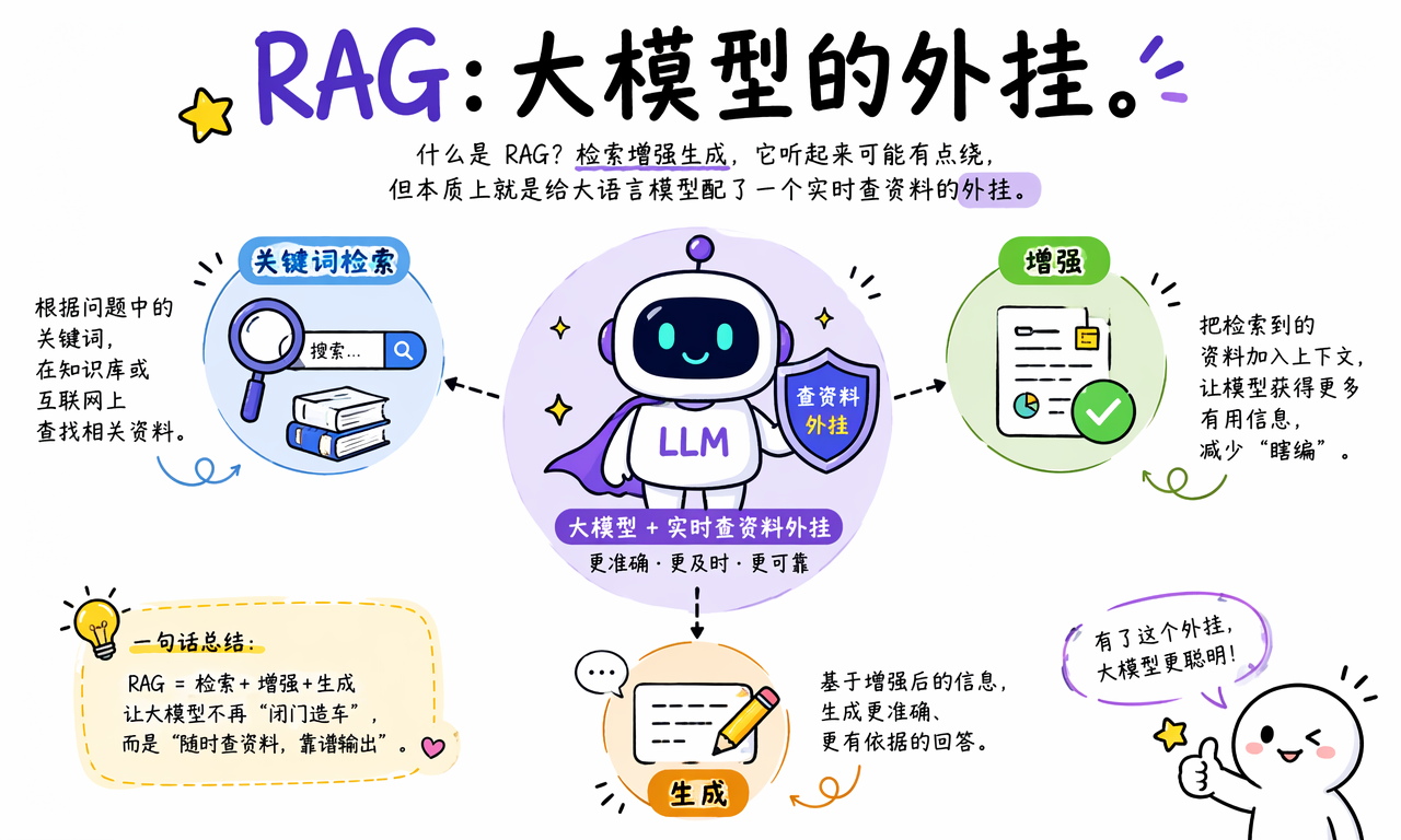 RAG 是给大模型配一个实时查资料的外挂