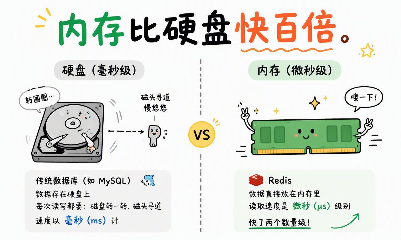 内存访问与磁盘访问在微秒和毫秒量级上的差异