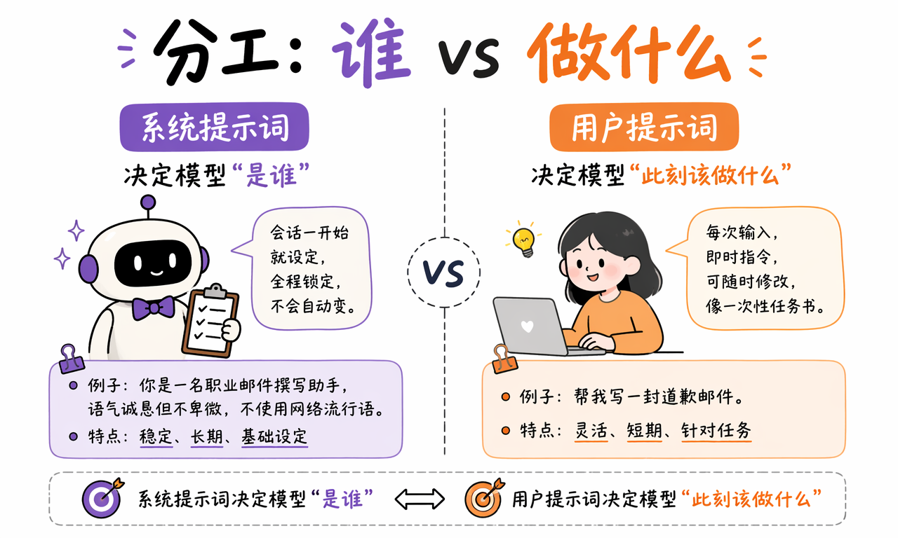 系统提示词和用户提示词分工