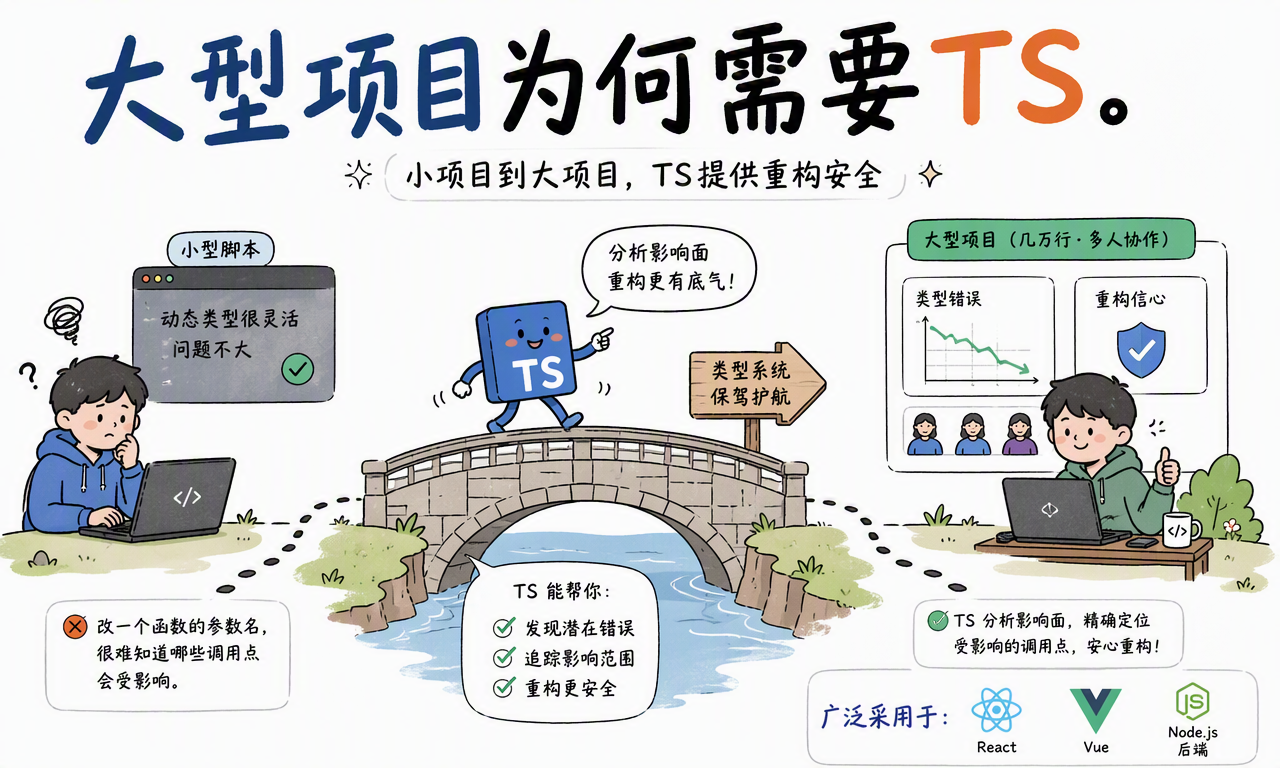 TypeScript 帮助大型项目分析影响范围、降低重构风险并改善多人协作