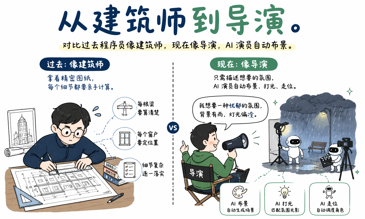 Vibe Coding 让开发者从亲自计算每个细节的建筑师变成描述最终画面的导演