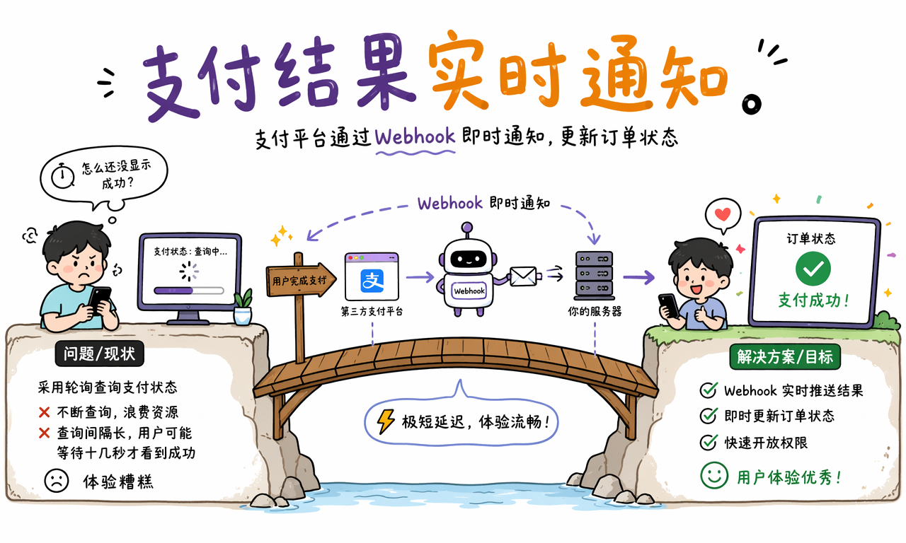 第三方支付平台通过 Webhook 实时通知商户服务器更新订单状态