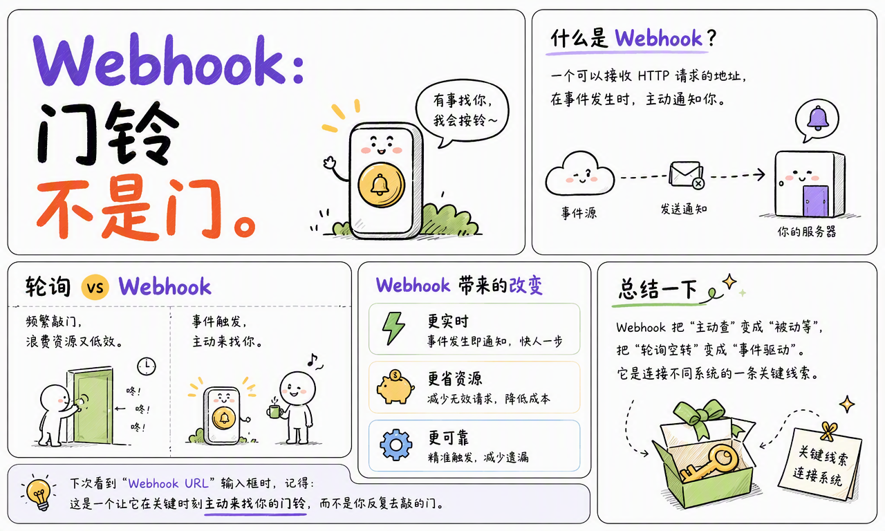 Webhook 把轮询转变为事件通知,是连接不同系统的关键线索